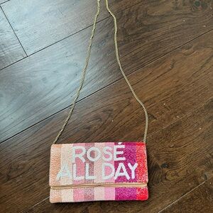 Beaded 'Rosé All Day' Crossbody Clutch - Pink Multi